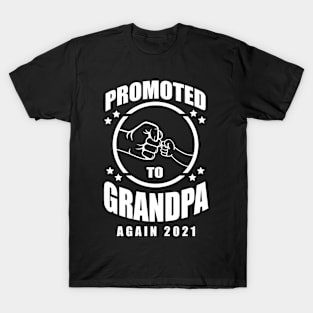 Mens Promoted To Grandpa Again Est 2021 Grandfather Gift T-Shirt